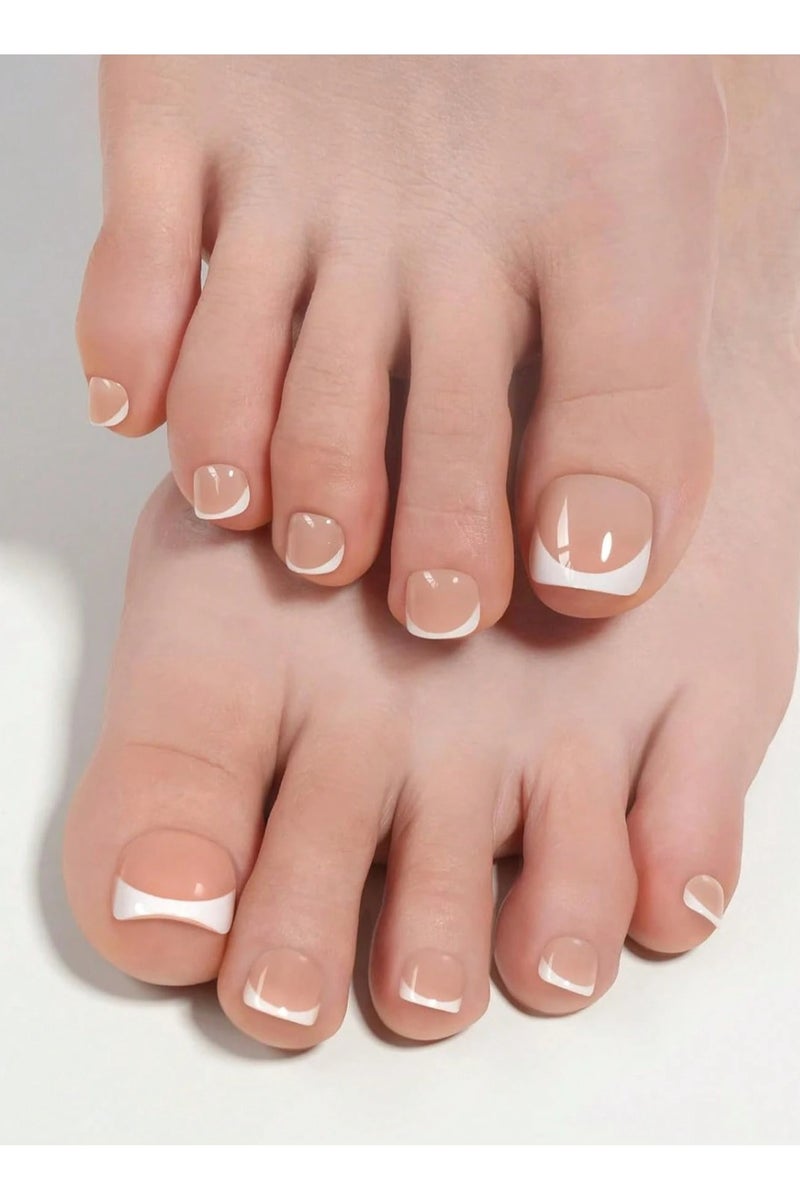 Classic French design fake toenails set of 150 pieces available in 6 different sizes to fit all toe shapes perfect for daily use and for an elegant look on special occasions - Image 2