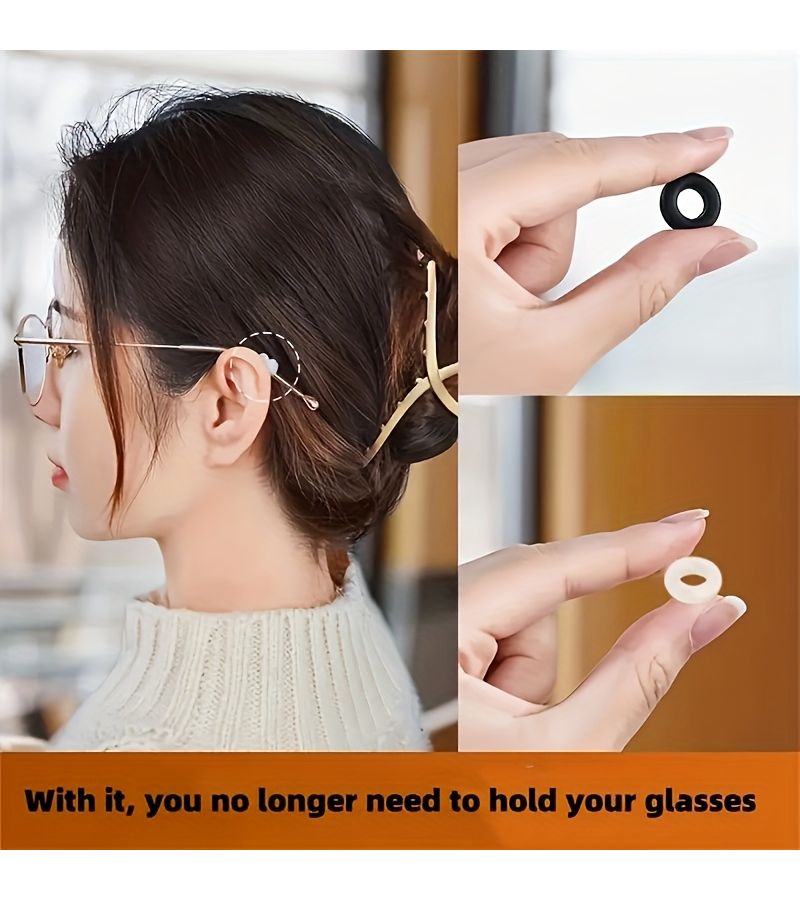 4 Pairs White Anti Slip Eyeglass Ear Hooks Temple Arm Sleeves Holders - Image 4