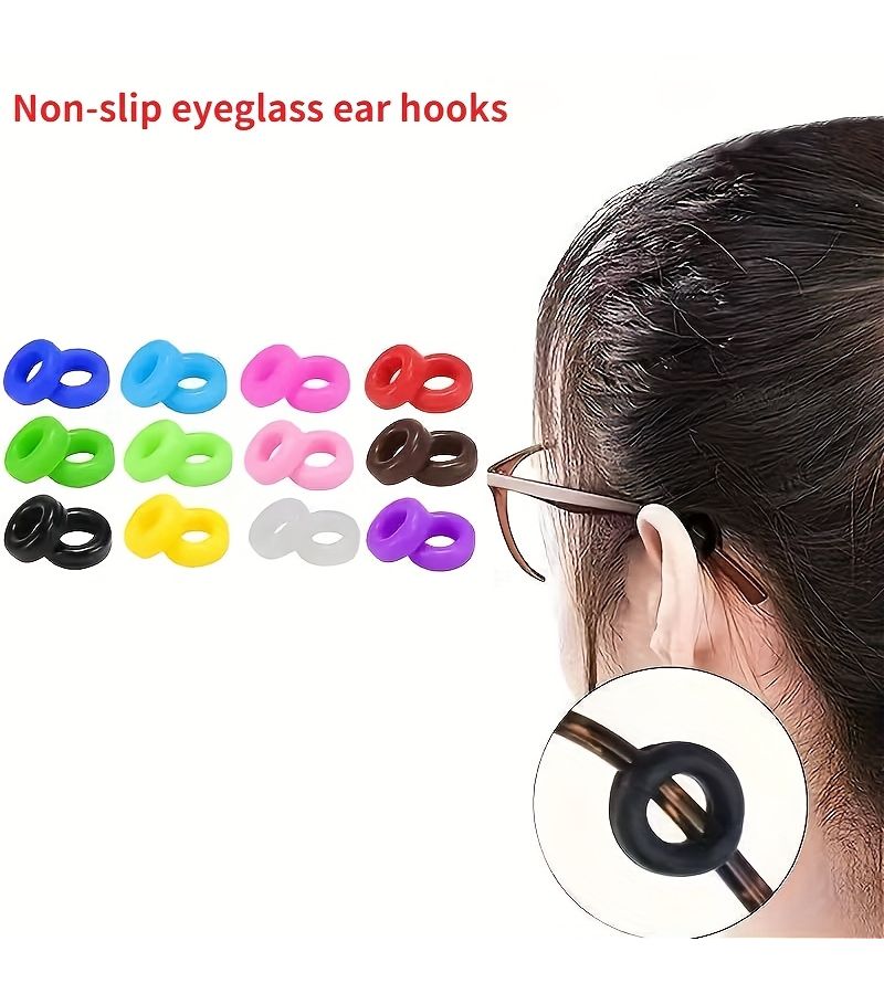 4 Pairs White Anti Slip Eyeglass Ear Hooks Temple Arm Sleeves Holders - Image 1