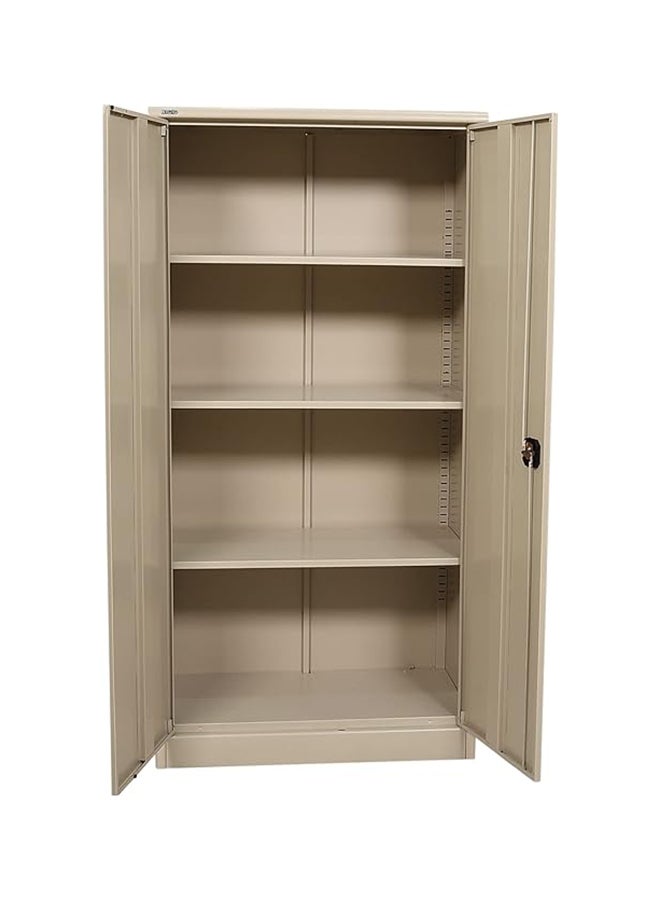 RIGID Steel Office Cupboard | Curved Shape Closet Cabinet with 3 Adjustable Shelves & 4 Compartments | Storage Cabinet with Swing Doors (Beige, 183H x 91.4W x 47.5D cm), Pre-Assembled - Image 5