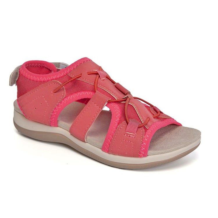 2021 New Roman Wedge Sandals Round Toe Velcro Large Size Beach Solid Color Casual Roman Sandals - Image 1