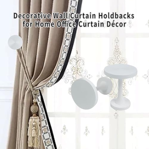 Shonmogar Curtain Tiebacks 2 Pack Curtain Holdbacks Zinc Alloy Curtain Tie Backs Wall Mounted with Screws, Decorative Curtain Hooks for Drapes Stylish White Curtain Holders for Home Office Decor - Image 5