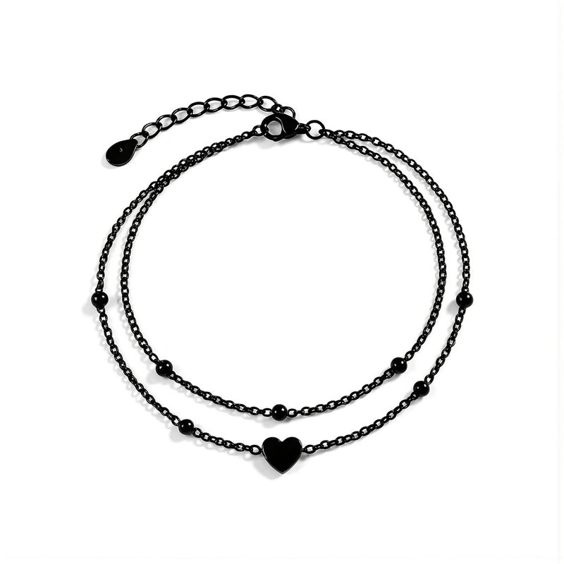 Adjustable Layered Heart Anklets for Women All Ankle Size Fit Free Size Ankle Bracelet - Image 1