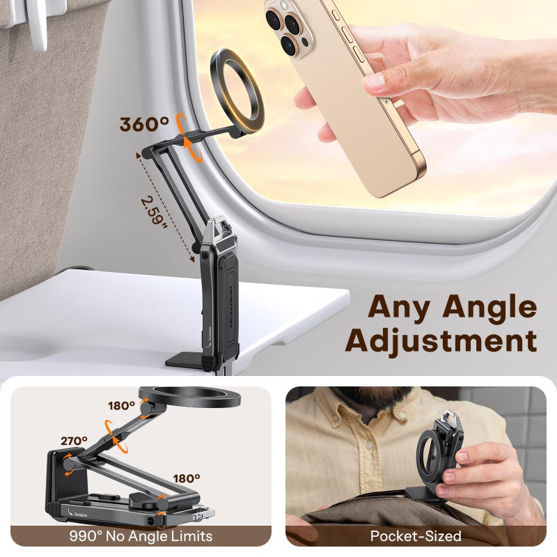 OMOTON TP02 360Â°Rotating for MagSafe Tripod, Adjustable Aluminum Magnetic Phone Tripod for iPhone 17/16/15/14 Pro Max Air, Foldable Cell Phone Stand Fits Vlog, Gym, Travel Essentials Accessories - Image 5