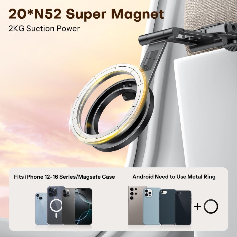 OMOTON TP02 360Â°Rotating for MagSafe Tripod, Adjustable Aluminum Magnetic Phone Tripod for iPhone 17/16/15/14 Pro Max Air, Foldable Cell Phone Stand Fits Vlog, Gym, Travel Essentials Accessories - Image 2