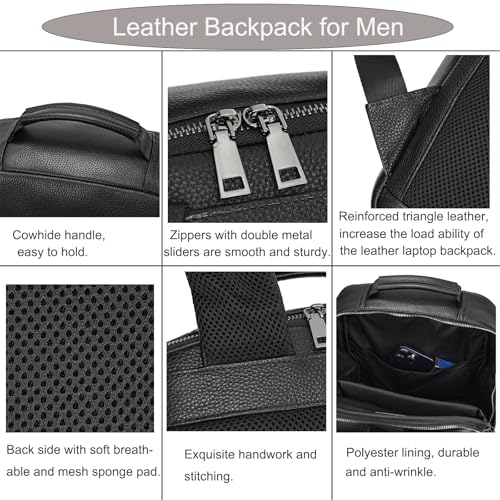 LUUFAN Genuine Leather Shoulder Bag Men Women Casual Backpack Slim Daypack Laptop Rucksack Business Travel Outdoor Bag - Image 4
