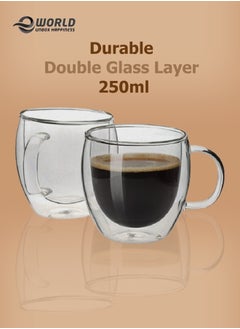Eworld 6-Piece Insulated Double Wall Cup with Handle for Drinkware Coffee Tea 250ml  - Image 3