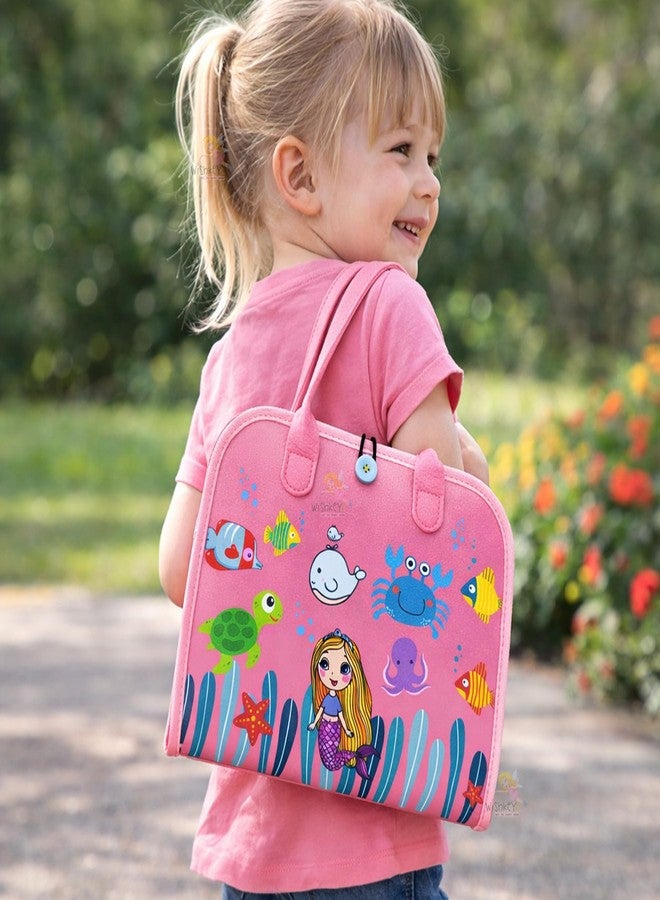 Wishkey Busy Board Activity Binder for Toddlers 1-4 Years Montessori Sensory Busy Book with 19 Motor Skill Activities Soft Felt Educational Learning Toy Travel Toy & Birthday Gift for Kids Pink - Image 5