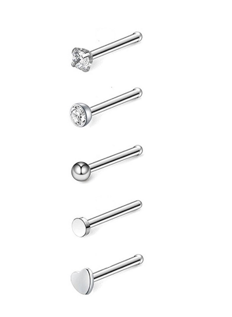 21 Pcs Nose Rings For Women Nose Piercings Jewelry Gold Nose Rings Hoops Stainless Steel Nose Studs Screw For Women Men Silver - Image 3