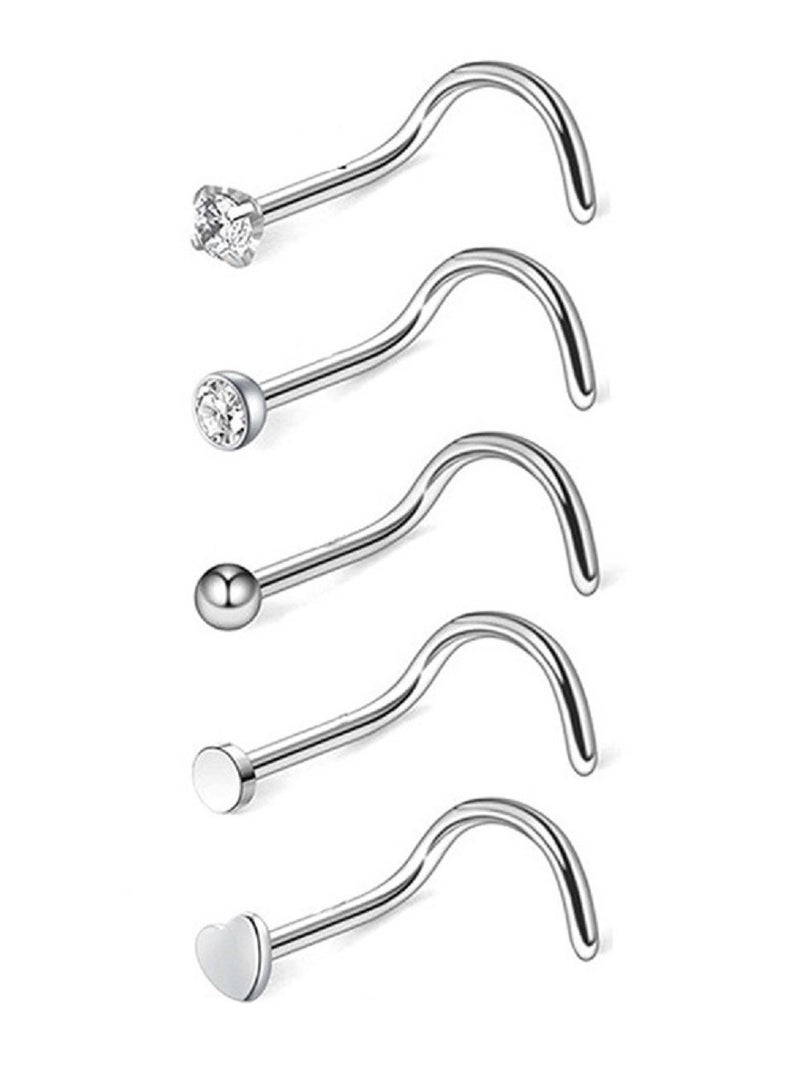 21 Pcs Nose Rings For Women Nose Piercings Jewelry Gold Nose Rings Hoops Stainless Steel Nose Studs Screw For Women Men Silver - Image 4