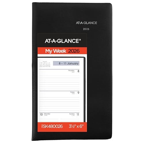 AT-A-GLANCE 2026 Planner, Weekly, 3-1/2" x 6", Pocket Size, Open Scheduling, DayMinder, Black (SK480026) - Image 1