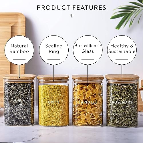 WRINGO Airtight Glass Jar wooden lid for Food Storage Containers Set,Airtight Food Jars with Bamboo Lids Glass Jar for Kitchen Container Glass Kitchen and multipurpose use (W Long -750ML, Set of 6) - Image 4