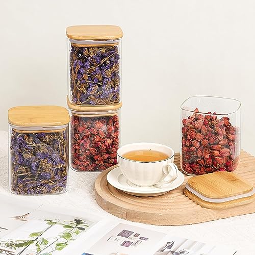 WRINGO Airtight Glass Jar wooden lid for Food Storage Containers Set,Airtight Food Jars with Bamboo Lids Glass Jar for Kitchen Container Glass Kitchen and multipurpose use (W Long -750ML, Set of 6) - Image 2