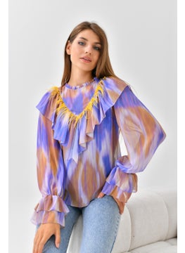 Garmi Ftz Women Chiffon Blouse Purple  - Image 3