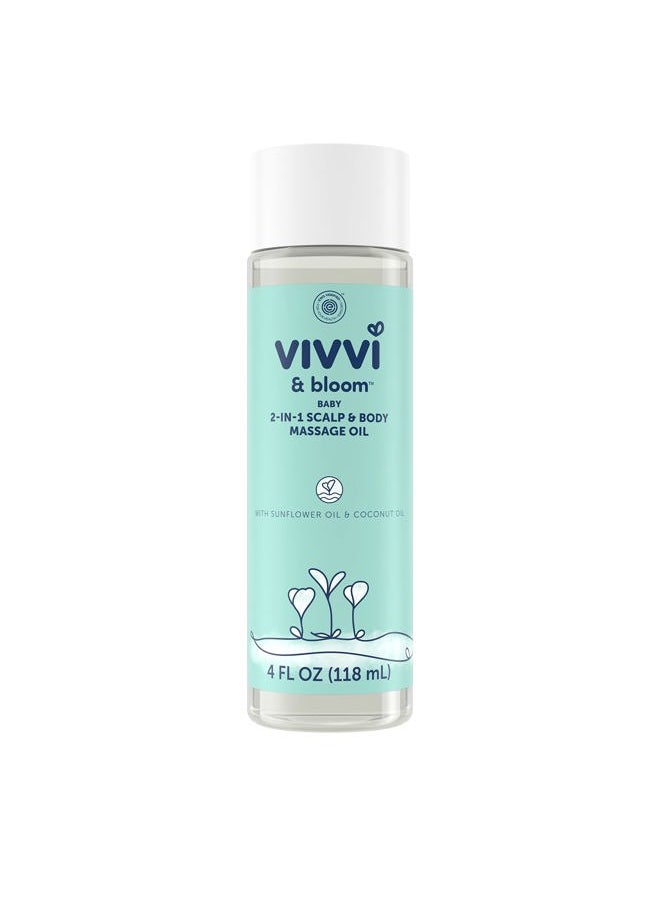 Uniclife VIVVI & BLOOM Gentle 2-in-1 Baby Scalp & Body Massage Oil, Fast Absorbing Formula Ideal to Moisturize, for Massage to Remove Dry Flakes on Scalp, Hypoallergenic, 4 fl. Oz  - Image 1