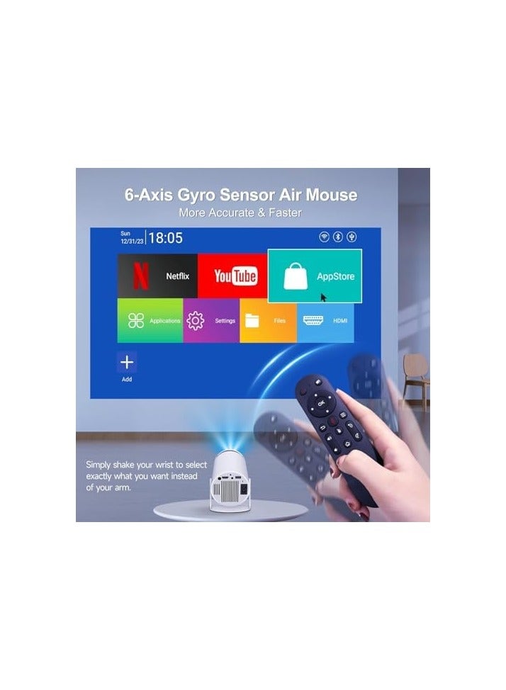 Upgrade Mini Projector with WiFi and Bluetooth 4K Support Smart Portable Projector Android 11 Auto Keystone Voice Control Remote 180 Degree RotationHome Video Projetor for Bedroom  - Image 2