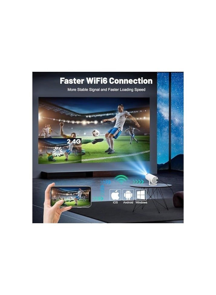 Upgrade Mini Projector with WiFi and Bluetooth 4K Support Smart Portable Projector Android 11 Auto Keystone Voice Control Remote 180 Degree RotationHome Video Projetor for Bedroom  - Image 3