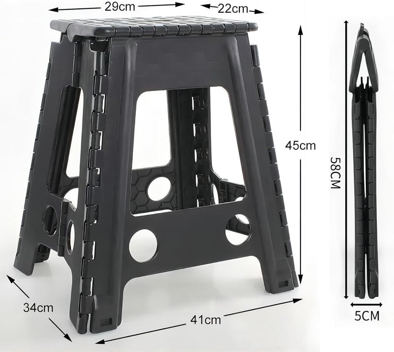 AONAT 45 cm Folding Stool, Folding Step Stool, Portable Folding Stool, Non-Slip Footrest for Children and Adults Elderly for Kitchen, Bathroom, Garden, Home - Image 2