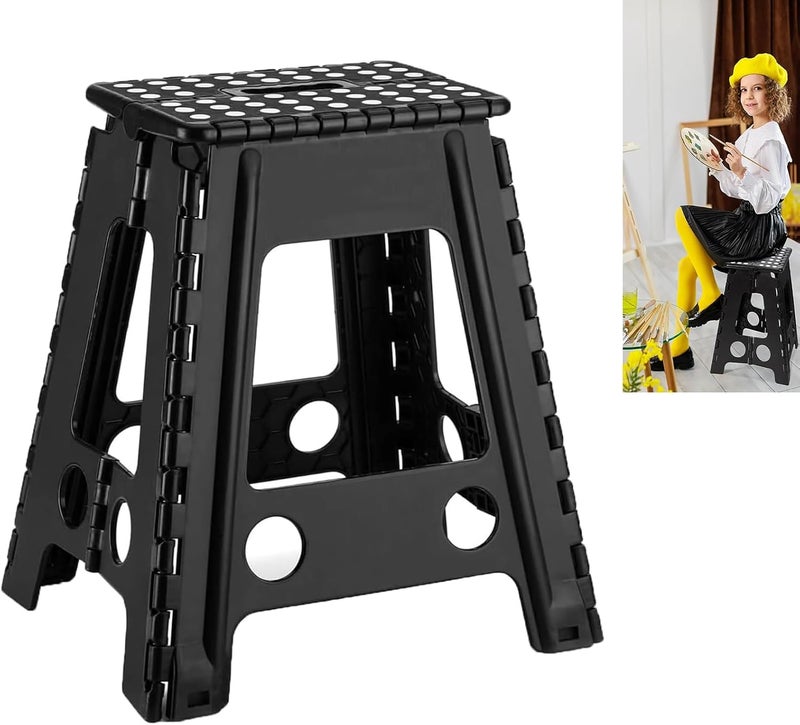 AONAT 45 cm Folding Stool, Folding Step Stool, Portable Folding Stool, Non-Slip Footrest for Children and Adults Elderly for Kitchen, Bathroom, Garden, Home - Image 1