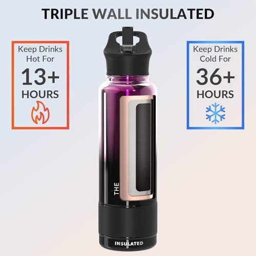 THE COLDEST WATER Coldest Insulated Water Bottle with Straw Lid Stainless Steel Metal Insulated Bottle for Men Women Violet Nova 40 oz - Image 3