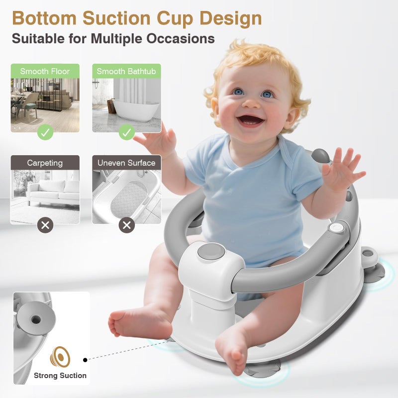 MoreFeel Baby Bath Seat for Babies 5 Months & Up - Non-Slip Bath Seat for Sitting Up, Soft Cushion & Compact Design, Toddler Bathtub Seat - Image 3