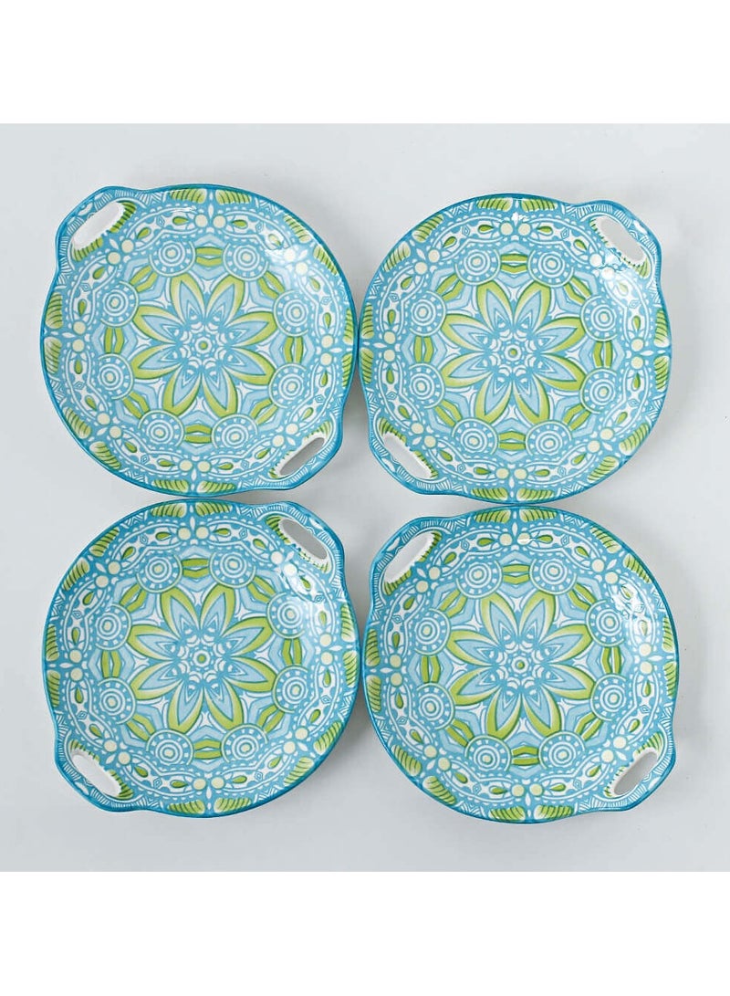 Shuer 4-Piece Hand Painted Round Ceramic Dinner Plates  23.5x20x4cm - Image 1
