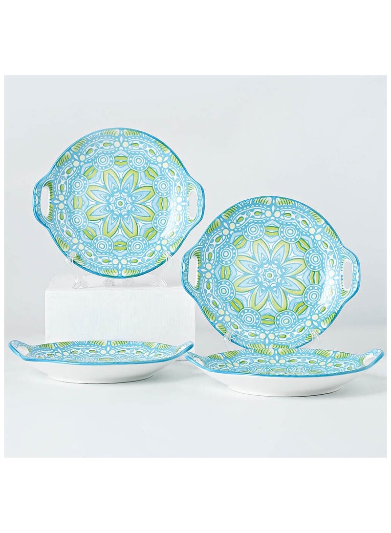 Shuer 4-Piece Hand Painted Round Ceramic Dinner Plates  23.5x20x4cm - Image 2