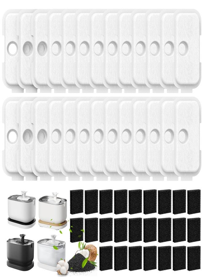 Caehomly 50 Pack PLWF115 Replacement Filters for Dockstream Cat Water Fountain PLWF005 PLWF115 PLWF105, 12 Months Set of Replacement Filters, 25 Filter and 25 Sponges - Image 1