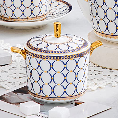 CwlwGO-15 Pieces Porcelain Tea Service Set for 4, Bone China Coffee Tea Sets,Tea Cup Set with Teapot, Sugar Bowl, Creamer Pitcher And Gifts Box, Britain Tea Cups and Saucer Sets For Women,Adults. - Image 4