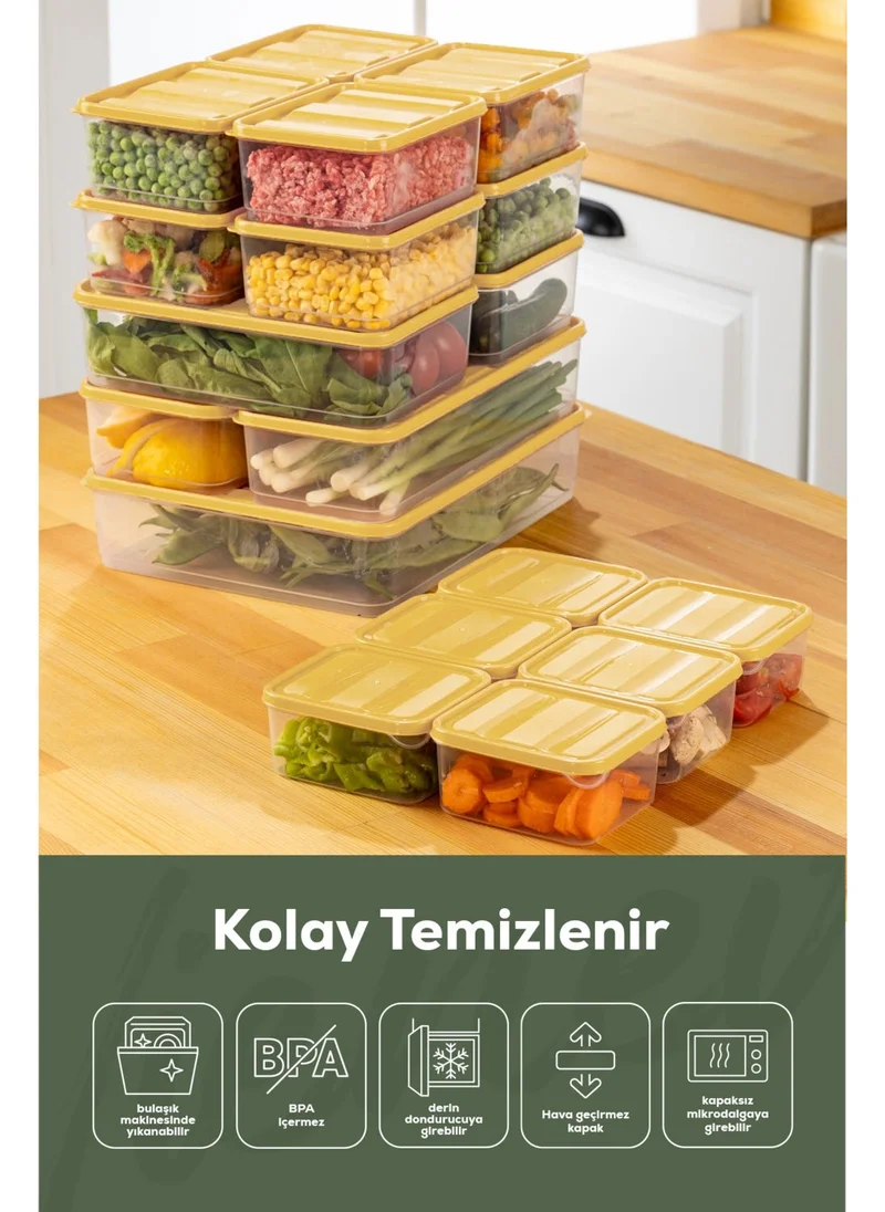 فينيف 19LU Refrigerator Organizer Microwaveable Freezer Storage Container Yellow