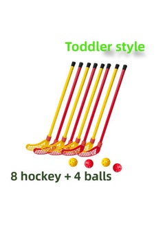 Generic Children's Hockey Stick Suit Toy Kindergarten Sports Catch Stick Indoor Outdoor Games Interactive Games-Colour:Toddler Size 8 Hockey Sticks + 4 Balls  - Image 1