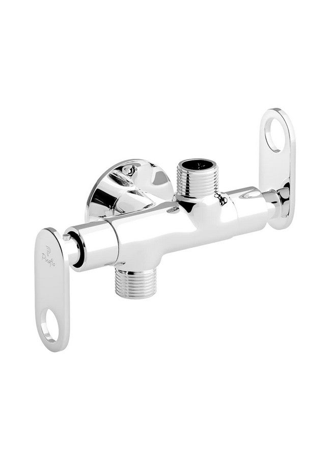 Pixaflo Curio Brass 2-in-1 Angle Valve with Wall Flange | Chrome Finish (Pack of 1) - Image 1