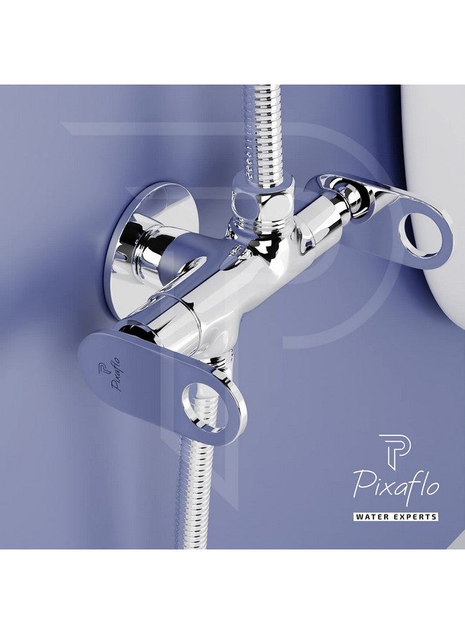 Pixaflo Curio Brass 2-in-1 Angle Valve with Wall Flange | Chrome Finish (Pack of 1) - Image 5