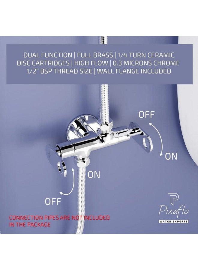 Pixaflo Curio Brass 2-in-1 Angle Valve with Wall Flange | Chrome Finish (Pack of 1) - Image 4