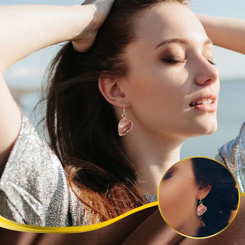 Sureio 8 Pairs Handmade Crystal Drop Earrings for Women Natural Raw Amethyst Dangling Earrings Healing Crystals Earrings Sets (Novel Style) - Image 4