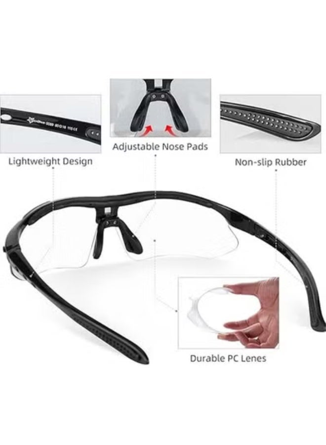 روكبروز نظارات شمسية رياضية فوتوكرومية من ROCKBROS للرجال، نظارات بيكلبول، نظارات ركوب الدراجات، نظارات شمسية للدراجات الجبلية، مع شريط مطاطي قابل للإزالة - Image 3