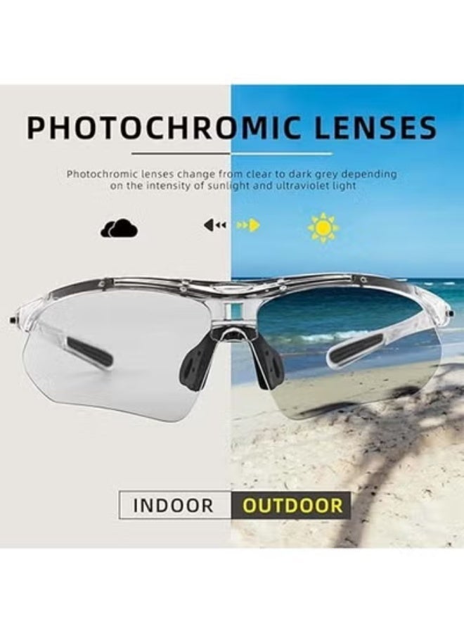 روكبروز نظارات شمسية رياضية فوتوكرومية من ROCKBROS للرجال، نظارات بيكلبول، نظارات ركوب الدراجات، نظارات شمسية للدراجات الجبلية، مع شريط مطاطي قابل للإزالة - Image 4