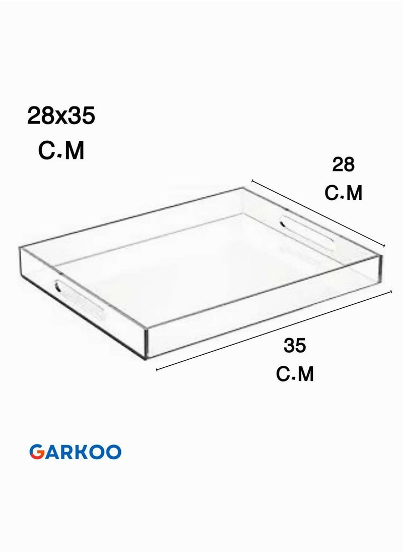 Garkoo - Garkoo Acrylic Serving Tray Size 35 x 28 cm - Spill Resistant - Traditional Coffee Table Decorative Organizer with Handles - Image 1