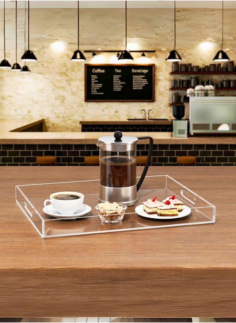 Garkoo - Garkoo Acrylic Serving Tray Size 35 x 28 cm - Spill Resistant - Traditional Coffee Table Decorative Organizer with Handles - Image 1