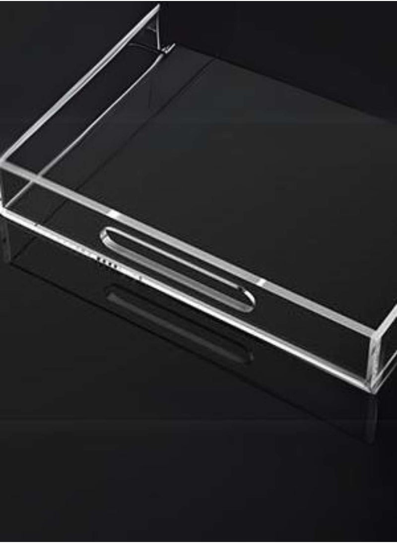 Garkoo - Garkoo Acrylic Serving Tray Size 35 x 28 cm - Spill Resistant - Traditional Coffee Table Decorative Organizer with Handles - Image 1