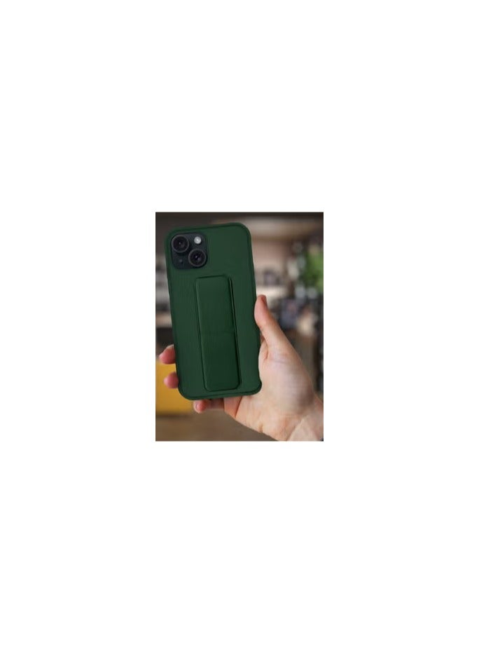 CATANES iPhone 15 Case Premium PU Leather Case with Stand Function Shockproof and Anti Scratch Finger Grip Case Cover Green - Image 2