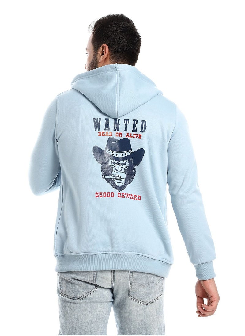 Caesar - Mens Printed Monkey Hoodie With Front Pockets and through zipper - Image 1