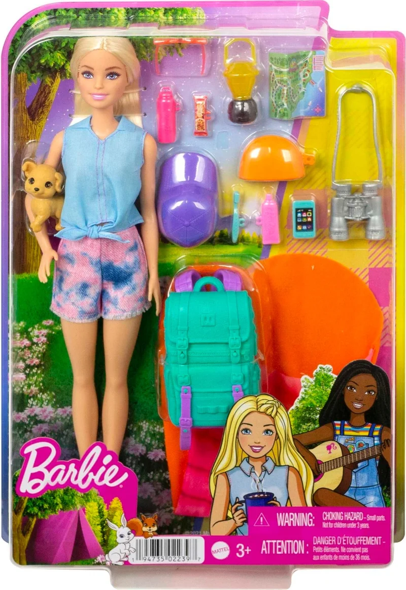 Barbie Goes Camping Play Set (29 Cm, Blonde) And Pet Friendly Puppy, Sleeping Bag, 10 Camping Accessories, 3-7 Years Old Hdf73