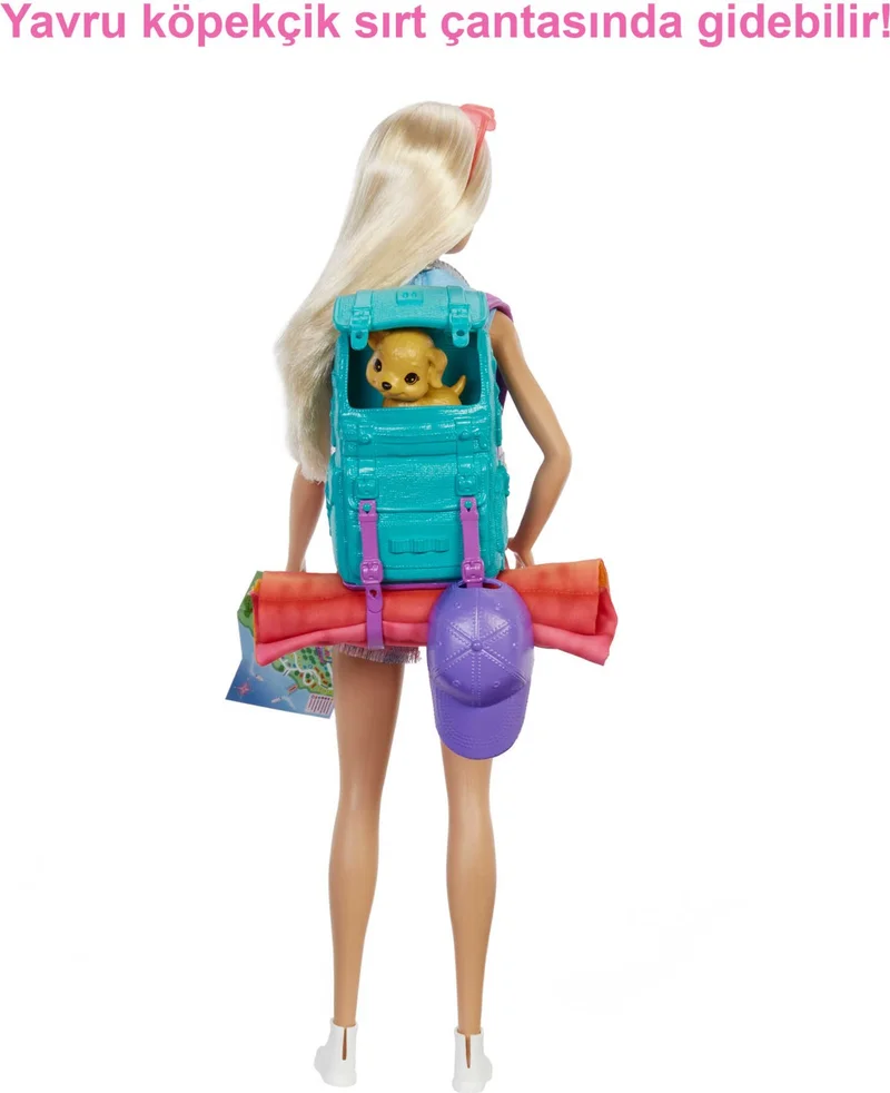 Barbie Goes Camping Play Set (29 Cm, Blonde) And Pet Friendly Puppy, Sleeping Bag, 10 Camping Accessories, 3-7 Years Old Hdf73