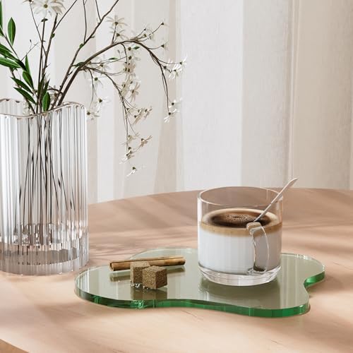 Leadiy Acrylic Coaster Decorative Plates,Green Bar Drink Coaster, Clear Cloud Shape Coffee Cup Coaster, Perfect for Tabletop Protection and Accessories Display.(Green - Image 5