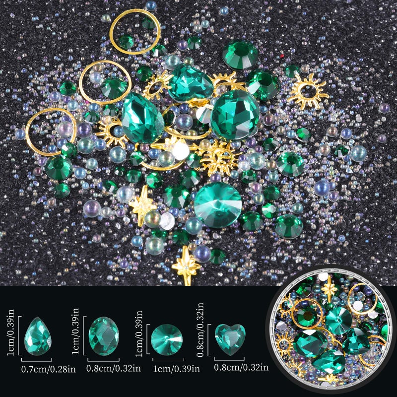 editTime 6 Wheels Mixed Sparkle Nail Art Rhinestones Diamonds Crystals Butterfly Beads Artificial Pearls Gold Silver Nail Studs Gems Metal Hollow Rivets Charms (Micro Caviar Beads kit) - Image 3