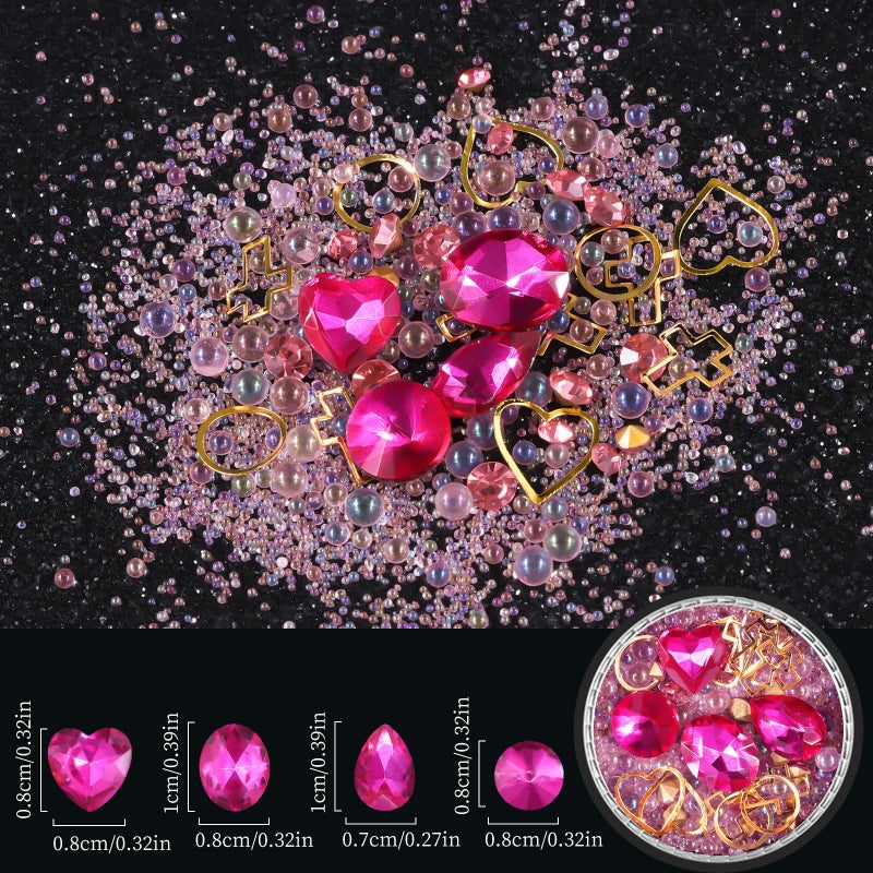 editTime 6 Wheels Mixed Sparkle Nail Art Rhinestones Diamonds Crystals Butterfly Beads Artificial Pearls Gold Silver Nail Studs Gems Metal Hollow Rivets Charms (Micro Caviar Beads kit) - Image 2