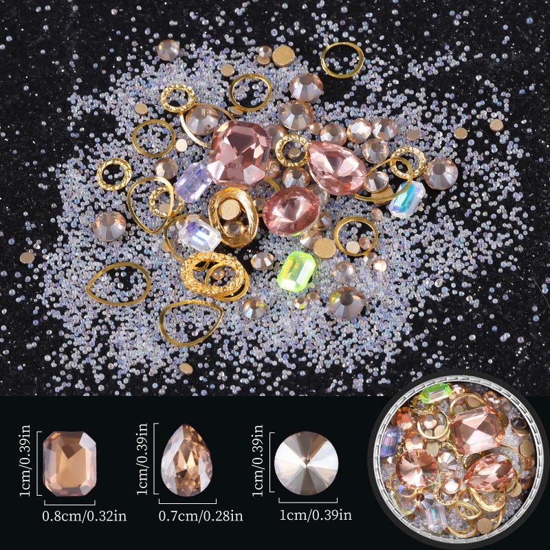 editTime 6 Wheels Mixed Sparkle Nail Art Rhinestones Diamonds Crystals Butterfly Beads Artificial Pearls Gold Silver Nail Studs Gems Metal Hollow Rivets Charms (Micro Caviar Beads kit) - Image 5