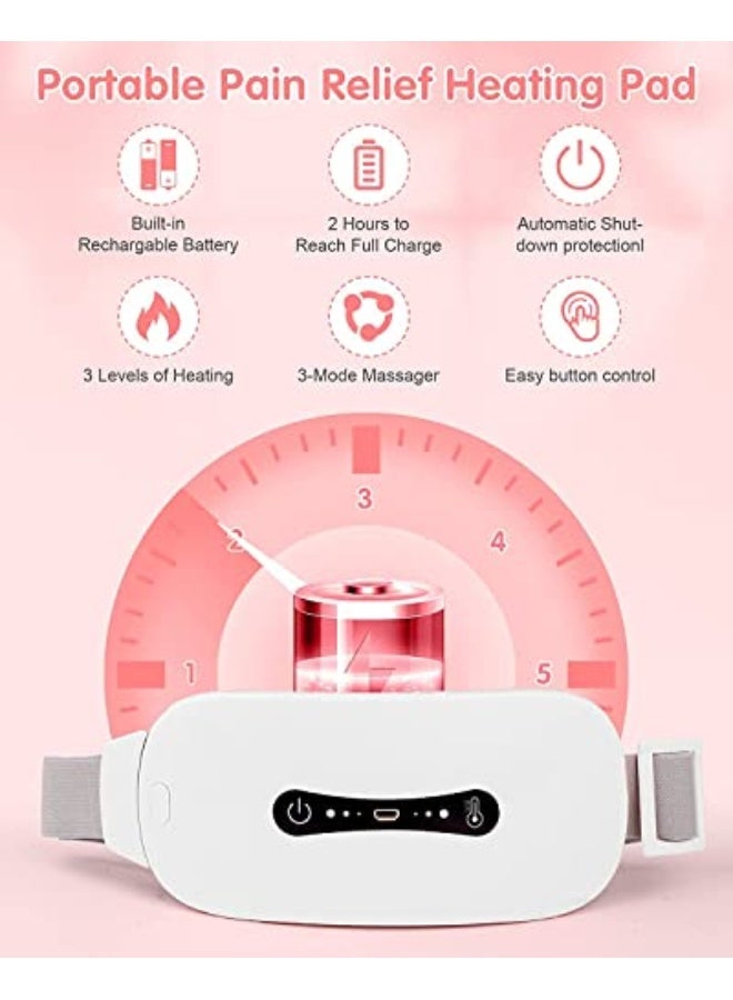 Generic Pain Relief Heating Pad, Period Heating Belt Menstrual Cramp Massager with 3 Heat Levels 3 Massages Modes Rechargeable Electric Fast Warming Belly Belt, Gifts for Women Ladies & Girls, White  - Image 5