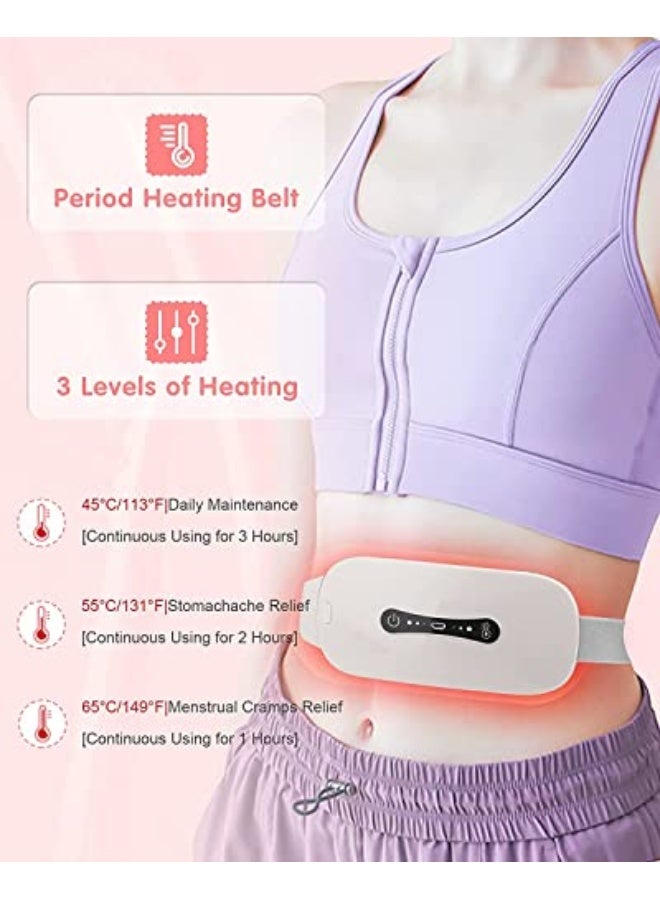 Generic Pain Relief Heating Pad, Period Heating Belt Menstrual Cramp Massager with 3 Heat Levels 3 Massages Modes Rechargeable Electric Fast Warming Belly Belt, Gifts for Women Ladies & Girls, White  - Image 4